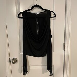 Fashion Nova Elegant Black Drape Blouse